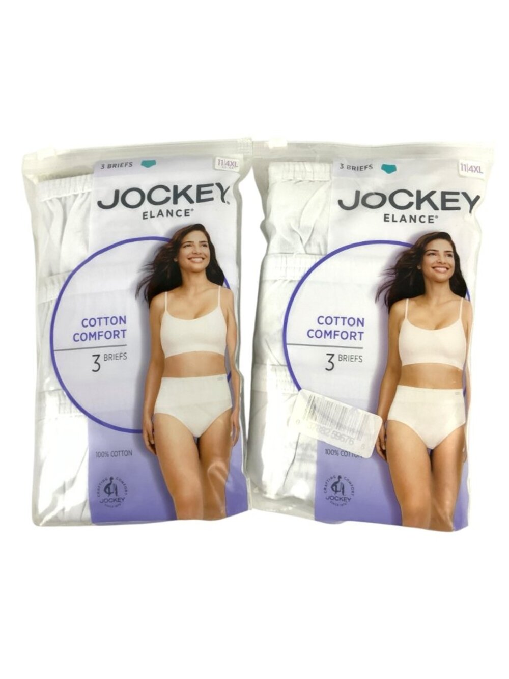 Jockey Elance Womens Cotton Comfort Briefs Size 4XL White 2-Pack of 3 Each